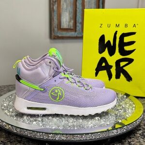 Zumba Fitness Air Funk 2.0 purple with Neon Green Athletic Sneakers EUC 5